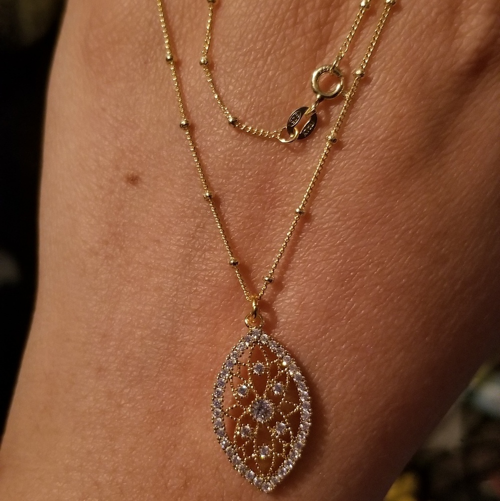 Flourdeli Necklace Italian Vermeil CZ Necklace